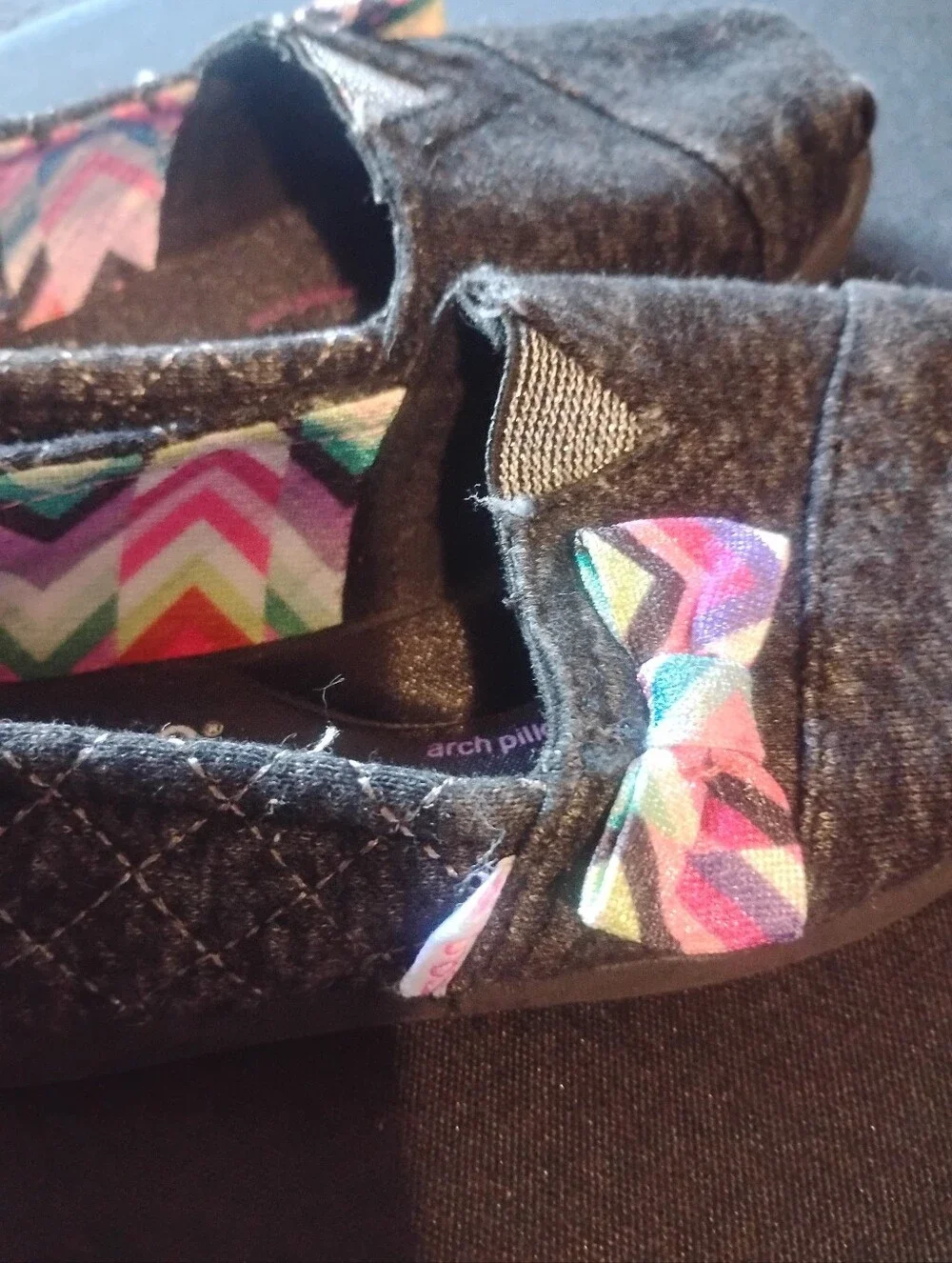 BOBS from Skechers Black Girls Slip-On Shoes with Multicolor Bow